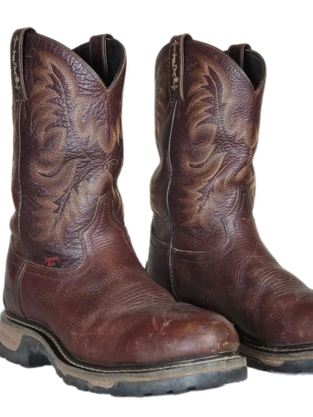 TONY LAMA HENRICK Waterproof Brn Embroidered Boots Men’s Leather Round Toe SZ 9